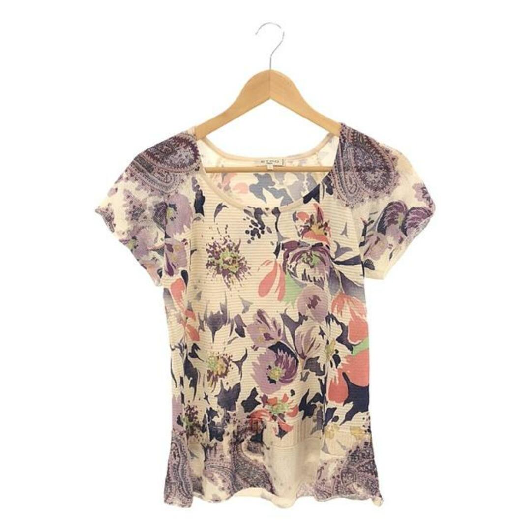 ETRO(エトロ)のETRO / エトロ | フラワープリント フレアTシャツ | 46 | マルチカラー | レディース レディースのトップス(Tシャツ(半袖/袖なし))の商品写真