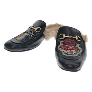 グッチ(Gucci)のGUCCI / グッチ | プリンスタウン ファー切替 レザー ビットサンダル | ブラック | メンズ(サンダル)