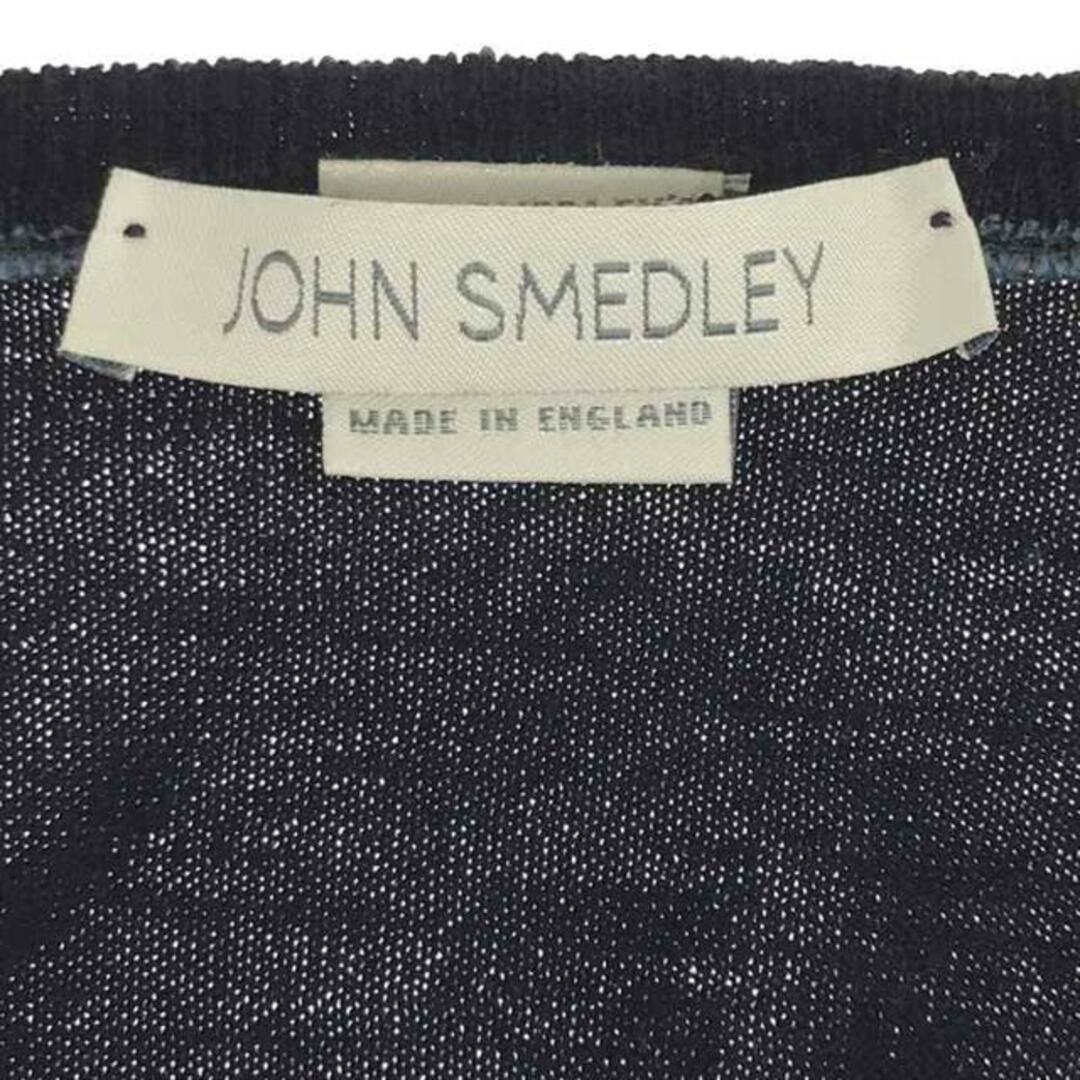 JOHN SMEDLEY(ジョンスメドレー)のJOHN SMEDLEY / ジョンスメドレー | メリノウール Vネック 30G ボーダーニット | M | ブラック | メンズ メンズのトップス(ニット/セーター)の商品写真