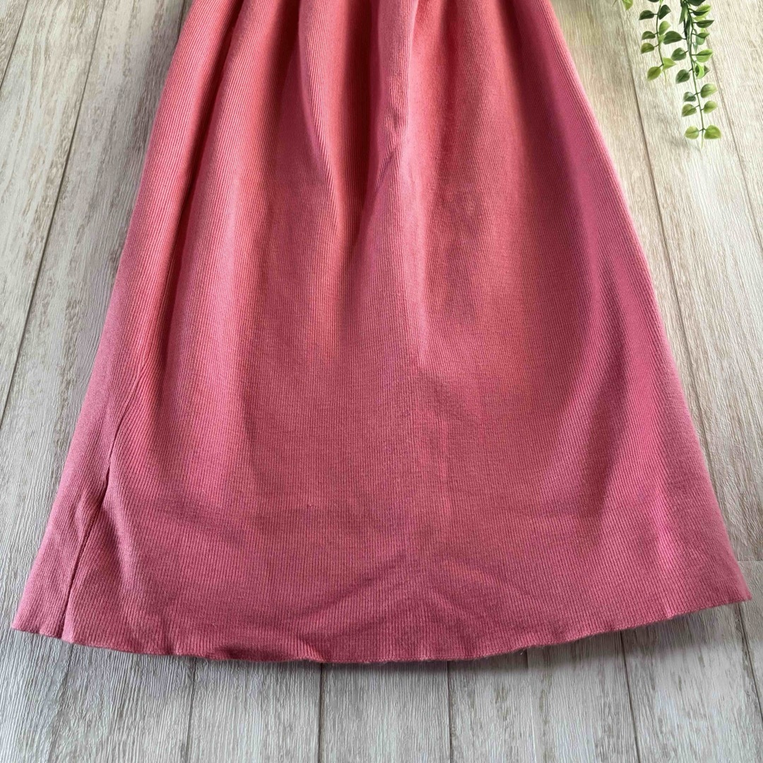 ANDJ(アンドジェイ)のAND J 【F】ベーシック リブニット ロングスカート ピンク レディースのスカート(ロングスカート)の商品写真