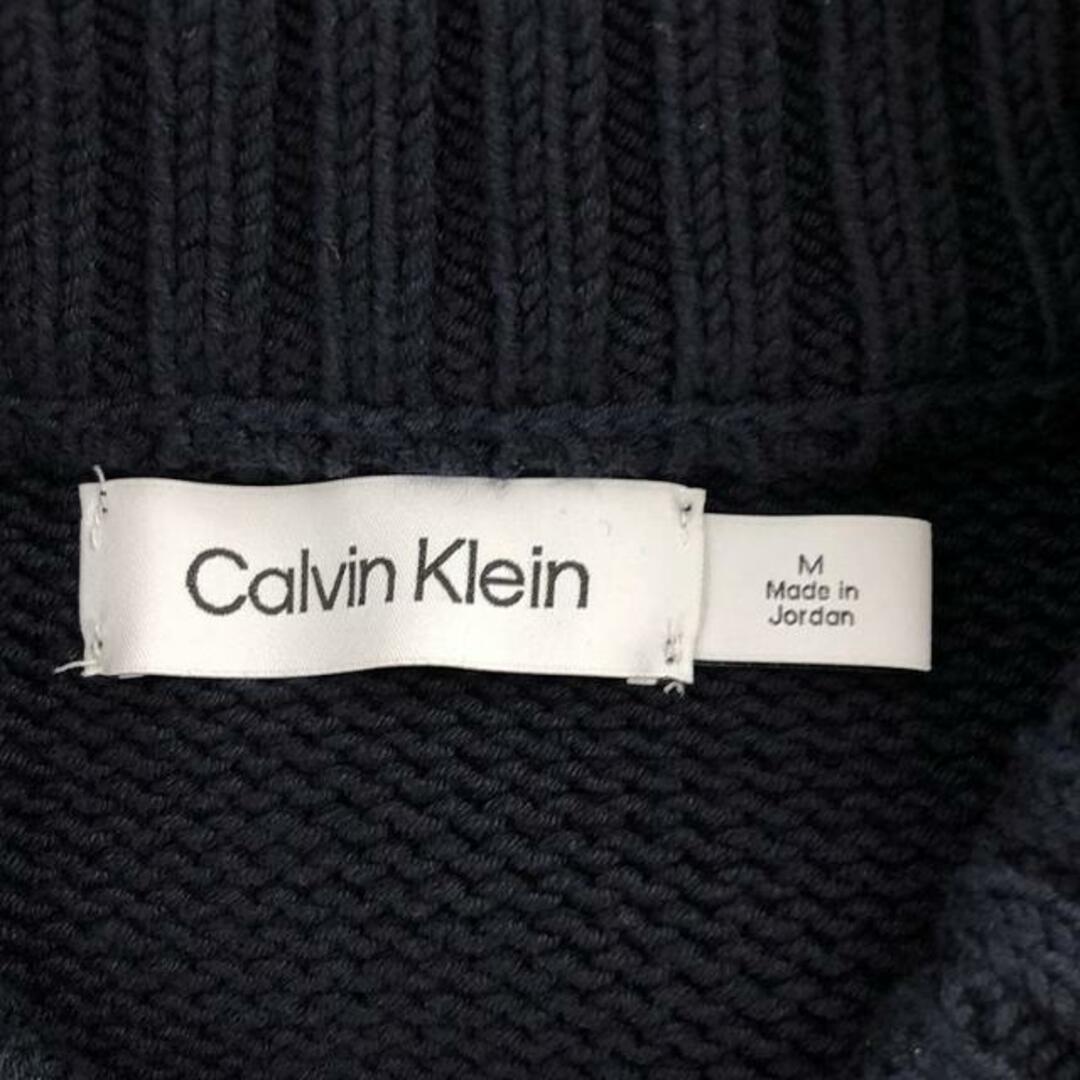 Calvin Klein(カルバンクライン)のCALVIN KLEIN / カルバンクライン | ロゴ モックネック ニット | M | ネイビー | メンズ メンズのトップス(ニット/セーター)の商品写真