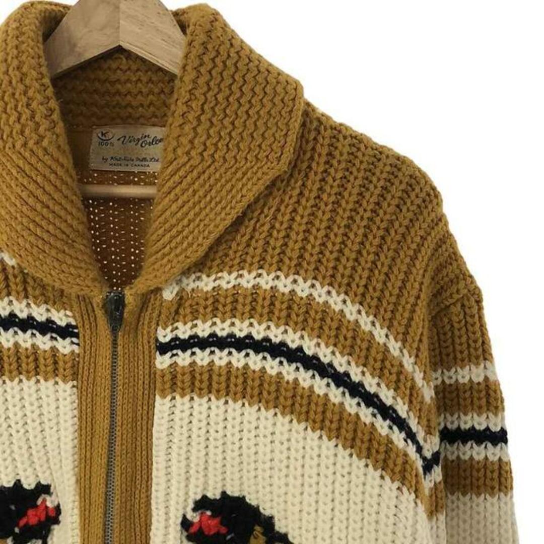 VINTAGE / ヴィンテージ古着 | 推定1960s～ カナダ製 Knit Rite Mills Ltd /  両面 フィシング ショールカラー ニットカーディガン | イエロー/オフホワイト | メンズ メンズのトップス(カーディガン)の商品写真