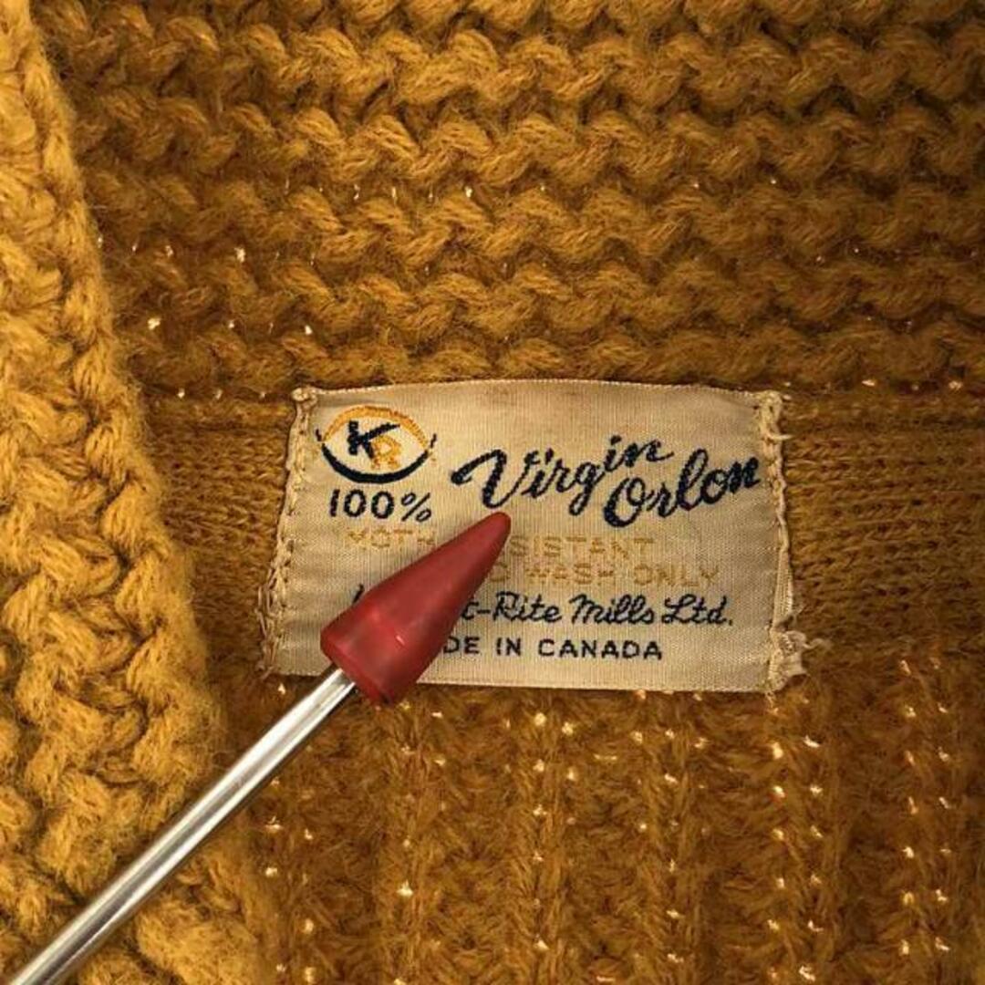 VINTAGE / ヴィンテージ古着 | 推定1960s～ カナダ製 Knit Rite Mills Ltd /  両面 フィシング ショールカラー ニットカーディガン | イエロー/オフホワイト | メンズ メンズのトップス(カーディガン)の商品写真