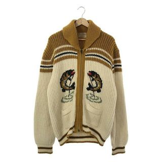 VINTAGE / ヴィンテージ古着 | 推定1960s～ カナダ製 Knit Rite Mills Ltd /  両面 フィシング ショールカラー ニットカーディガン | イエロー/オフホワイト | メンズ(カーディガン)