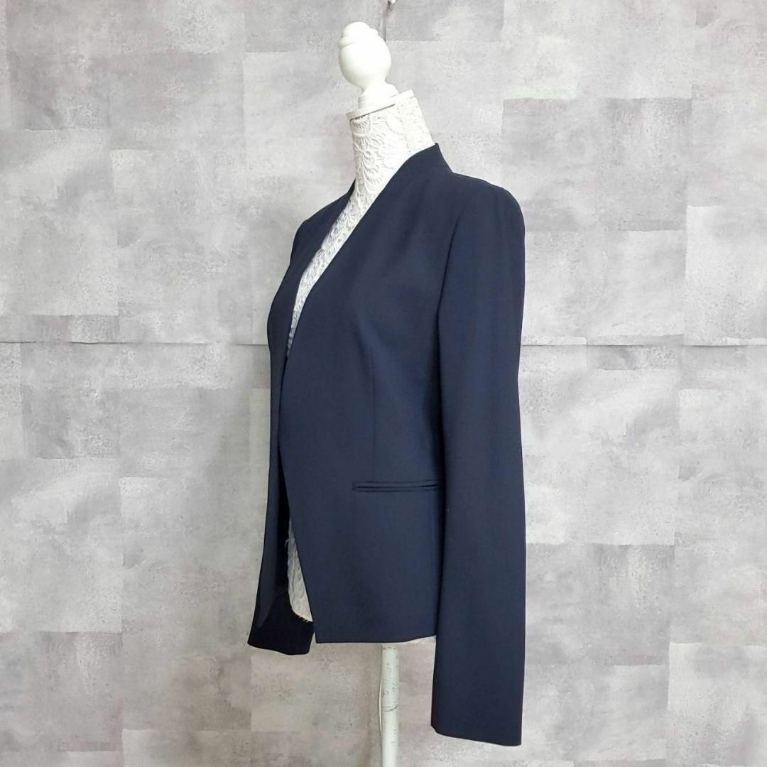 極美品 L セオリー Tailor Lanai 総裏 ノーカラー ジャケット 紺