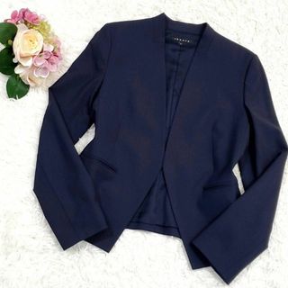 セオリー(theory)の極美品 L セオリー Tailor Lanai 総裏 ノーカラー ジャケット 紺(ノーカラージャケット)