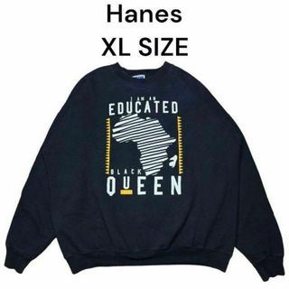 ヘインズ(Hanes)のHanes　ビッグプリント　スウェットトレーナー　古着　XLサイズ　ビッグサイズ(スウェット)