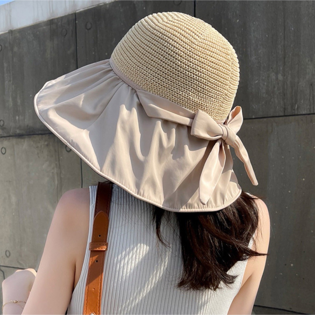 レディース 紫外線対策 麦わら帽子　UVカット 日除け帽子 日焼け防止 レディースの帽子(麦わら帽子/ストローハット)の商品写真