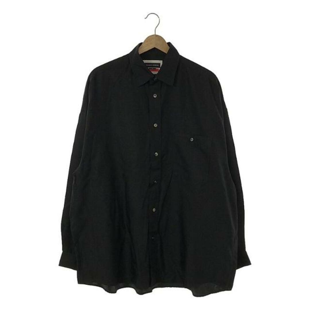 MAISON SPECIAL(メゾンスペシャル)のMaison Special / メゾンスペシャル | Cotton Silk Over Shirt / コットンシルク オーバーシャツ | 1 | ブラック | メンズ メンズのトップス(Tシャツ/カットソー(七分/長袖))の商品写真