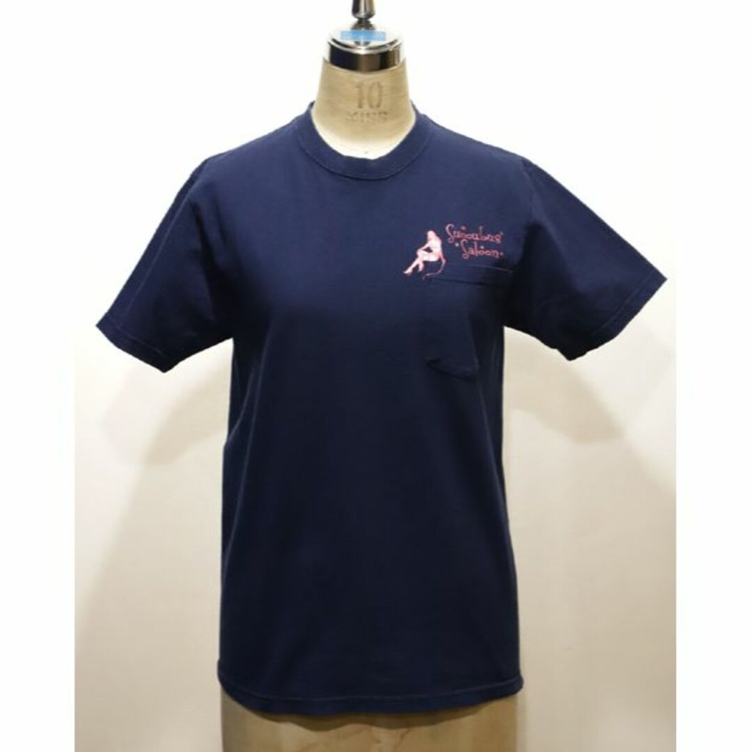 PHERROW'S(フェローズ)のPherrow's　フェローズ　刺繍カスタムポケットTシャツ SUCCUBUS SALOON M NAVY 使用感有 18S-PPT1 レディースのトップス(Tシャツ(半袖/袖なし))の商品写真