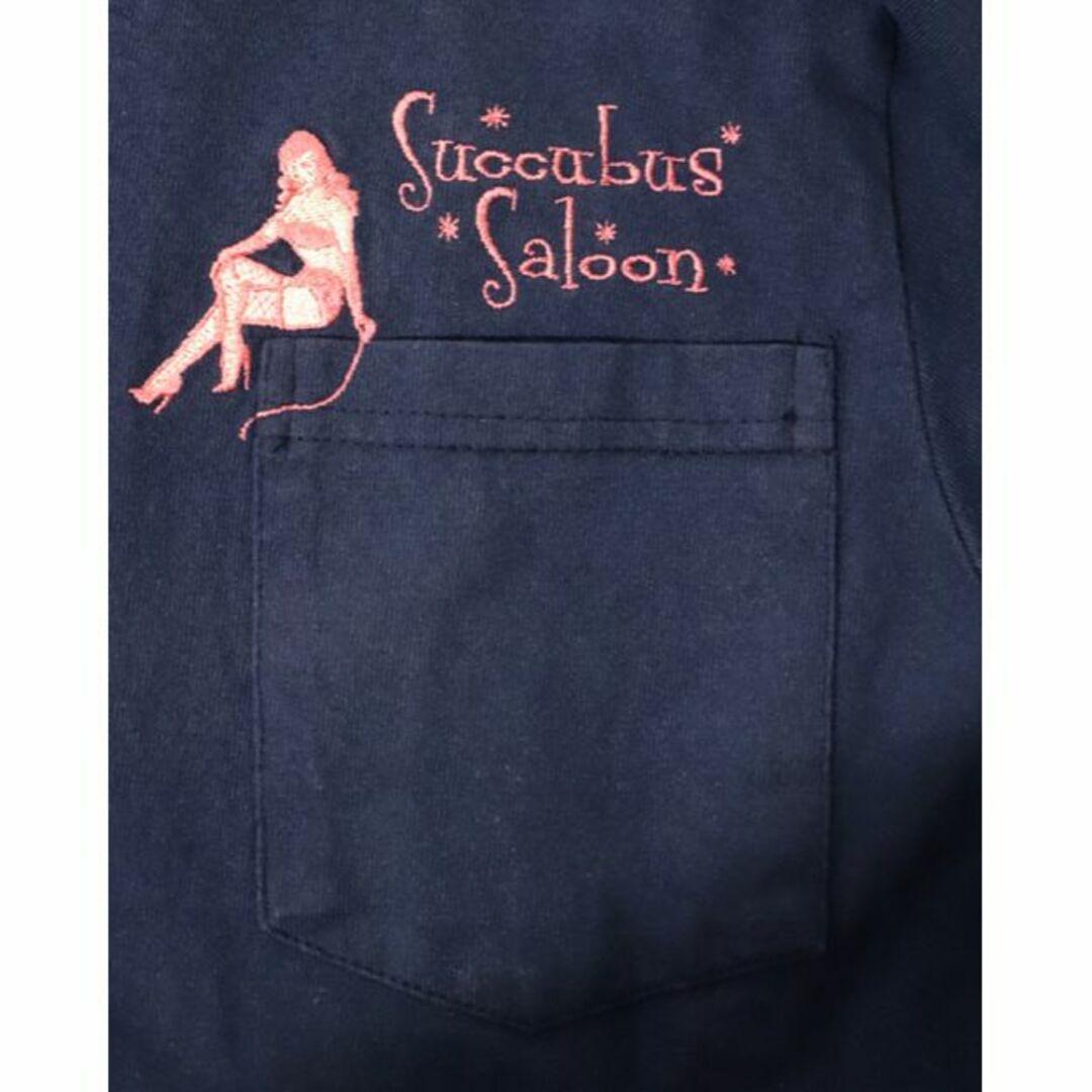 PHERROW'S(フェローズ)のPherrow's　フェローズ　刺繍カスタムポケットTシャツ SUCCUBUS SALOON M NAVY 使用感有 18S-PPT1 レディースのトップス(Tシャツ(半袖/袖なし))の商品写真