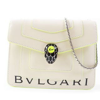 ブルガリ(BVLGARI)の未使用品 BVLGARI ブルガリ フラグメント コラボ 289525 セルペンティ レザー ショルダーバッグ ライトベージュ ネオンイエロー ブラック  箱・保存袋付き イタリア製 レディース(ショルダーバッグ)