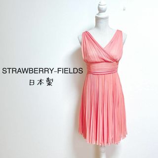 STRAWBERRY-FIELDS - ストロベリーフィールズ　パーティドレス　プリーツワンピース　カシュクール　日本製