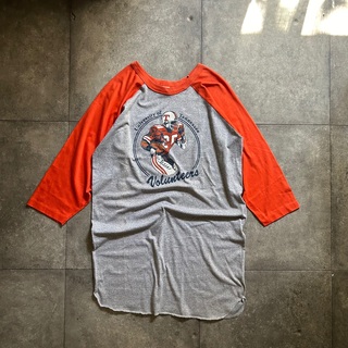 80s カレッジロゴラグランtシャツ USA製 グレー×オレンジ テネシー大学(Tシャツ/カットソー(七分/長袖))