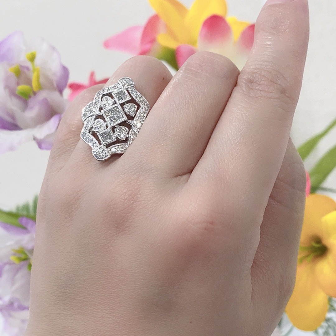 【JB-3283】Pt900 天然ダイヤモンド リング レディースのアクセサリー(リング(指輪))の商品写真