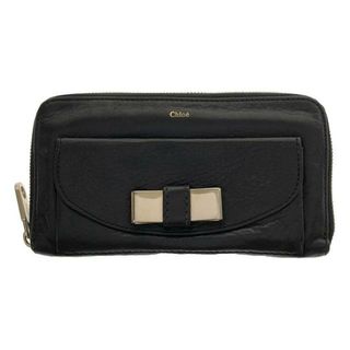 クロエ(Chloe)のChloe / クロエ | リボンモチーフ ラウンドジップ ロングウォレット 長財布 | ブラック | レディース(財布)