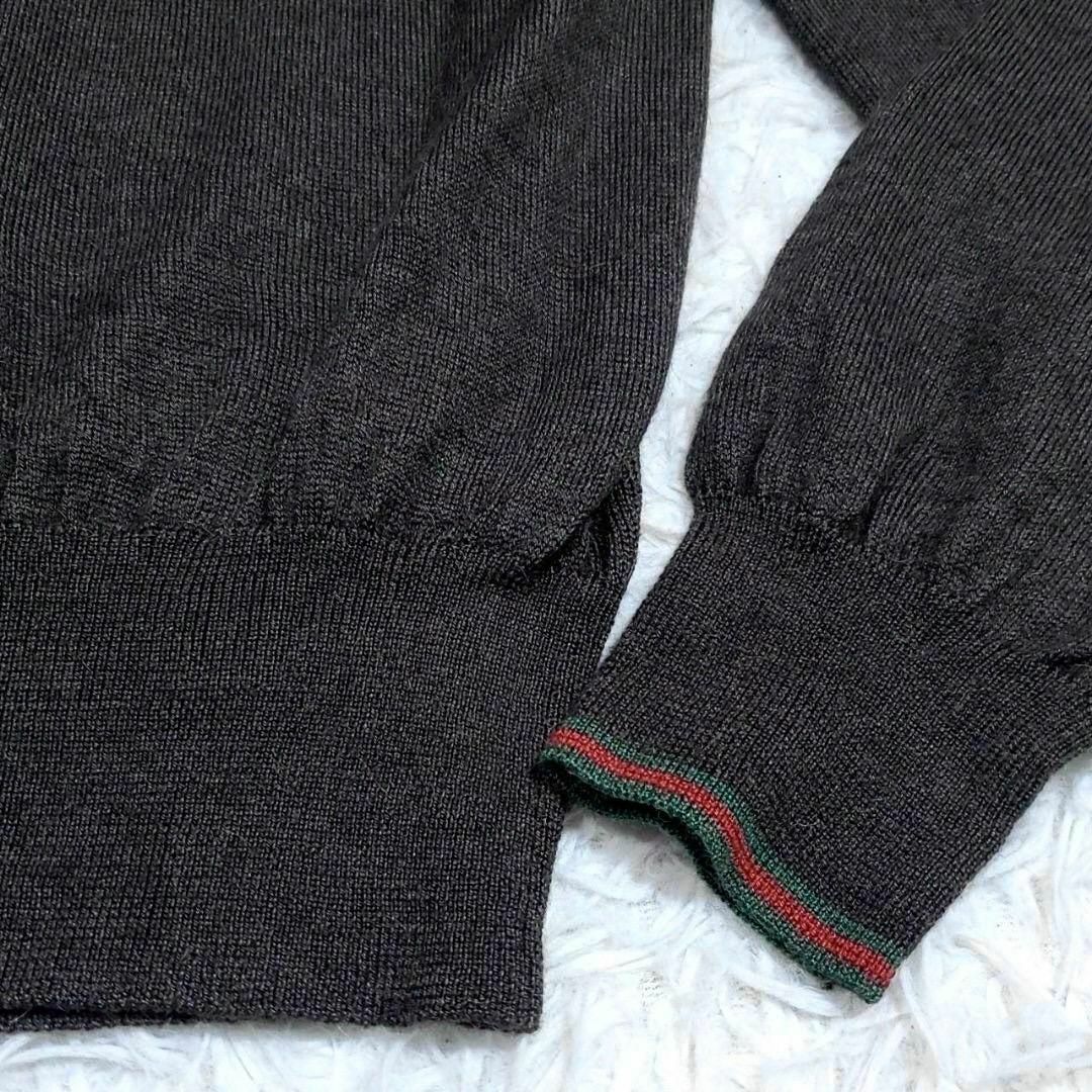 Gucci(グッチ)の美品 L グッチ シルク キャメル ハイネック ニット 濃灰 シェリーライン メンズのトップス(ニット/セーター)の商品写真