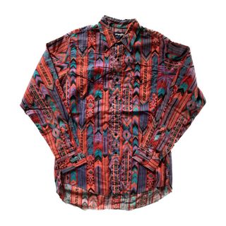 ラングラー(Wrangler)の最高のデザイン 80s ラングラー ネイティブ柄コットンシャツ 大きめ XL(シャツ)