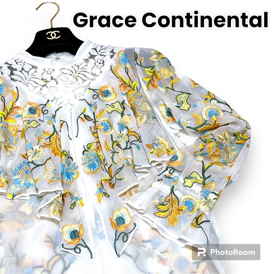 グレースコンチネンタル フラワー レース 刺繍 ブラウス シアー 花柄 | フリマアプリ ラクマ