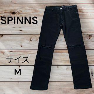 スピンズ(SPINNS)のSPINNS ダメージ デニム ブラック メンズ(デニム/ジーンズ)