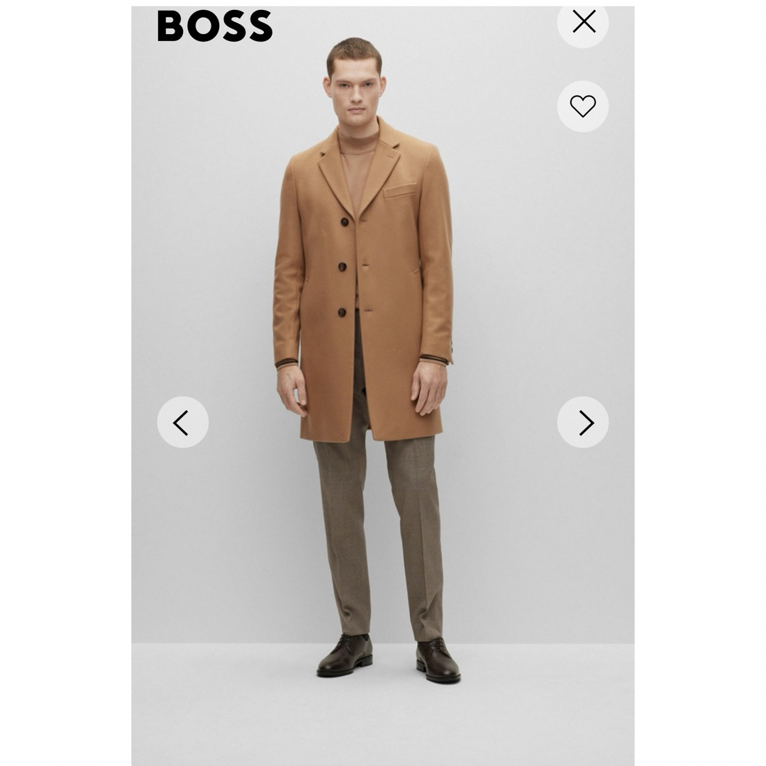 HUGO BOSS(ヒューゴボス)のヒューゴボス チェスターコート ウール 黒 スリムフィットコートhugoboss メンズのジャケット/アウター(チェスターコート)の商品写真