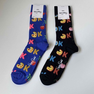 ハッピーソックス(Happy Socks)のハッピーソックス メンズ 靴下 2セット OK チェリー 食べ物 ポップ(ソックス)