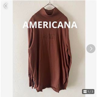 アメリカーナ(AMERICANA)のAMERICANA 完売品　日本製　ハイネックロゴサイドスリットカットソー(カットソー(長袖/七分))