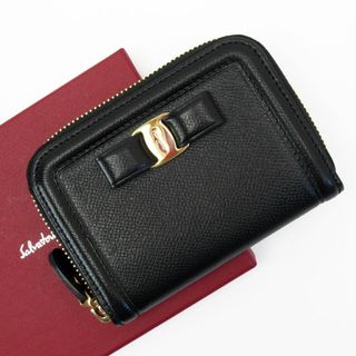 Salvatore Ferragamo - サルヴァトーレフェラガモ Salvatore Ferragamo コインケース ヴァラリボン レザー ブラック レディース 送料無料【中古】 g4029g