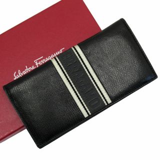 サルヴァトーレフェラガモ(Salvatore Ferragamo)のサルヴァトーレフェラガモ Salvatore Ferragamo 二つ折り長財布 レザー ブラック メンズ 送料無料【中古】 g4030a(折り財布)