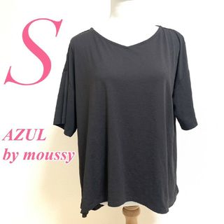 アズールバイマウジー(AZUL by moussy)のアズールバイマウジー　半袖カットソー　S　グレー　カジュアル　Vネック　ポリ(カットソー(半袖/袖なし))