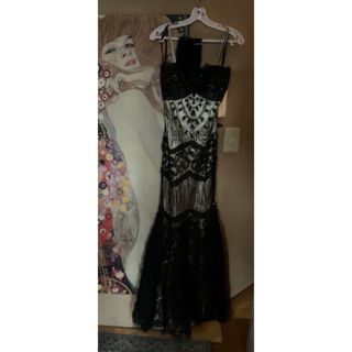 タダシショウジ(TADASHI SHOJI)の新品 USAロングドレス  TR LACE BLACK XS(ロングドレス)