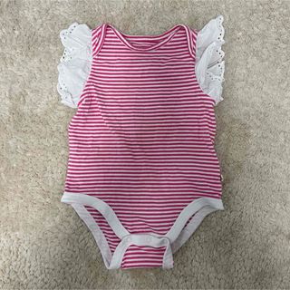 ベビーギャップ(babyGAP)のギャップ　ベビー　ロンパース　ボーダー　ピンク　半袖(ロンパース)