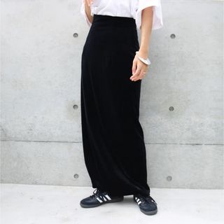 トゥデイフル(TODAYFUL)のaere high-waist velours skirt(ロングスカート)