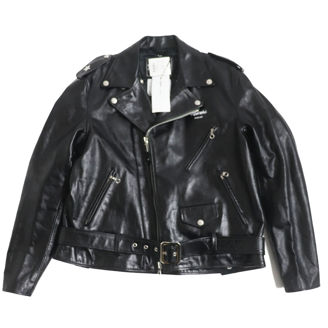sacai - 【ドンドン見直し】未使用品 Sacai サカイ MADSAKI マサキ Schott ショット 2022年製 22-02878M レザー 中綿入り バックプリント ダブルライダースジャケット ブラック 2 日本製 メンズ 定価253,000円
