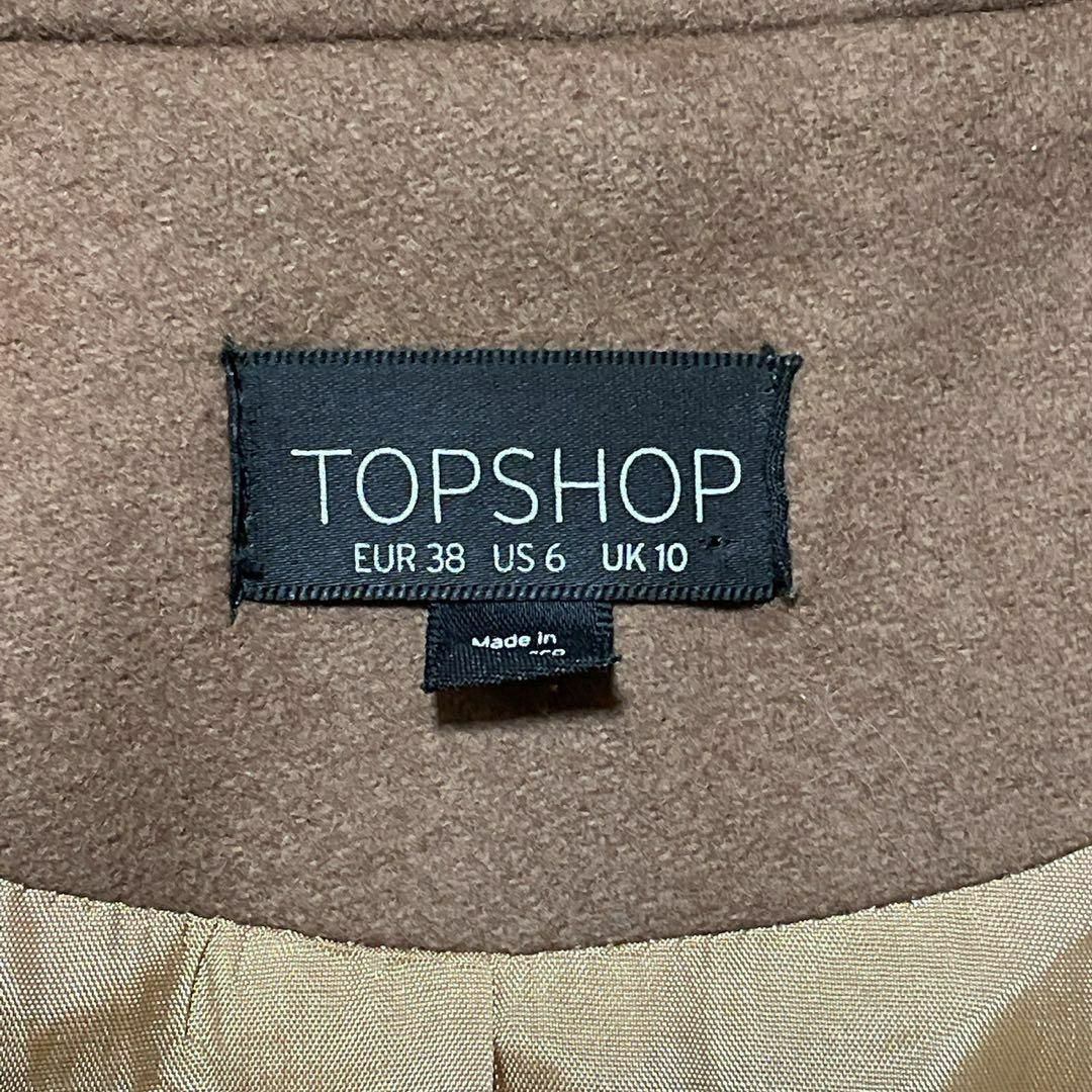 TOPSHOP(トップショップ)のTOPSHOP チェスターコート 一つボタン ウール ブラウン M レディースのジャケット/アウター(チェスターコート)の商品写真