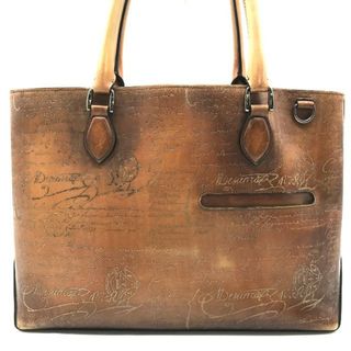 ベルルッティ(Berluti)のBERLUTI ベルルッティ カリグラフィ レザー トート ハンド バッグ ブラウン k977(トートバッグ)