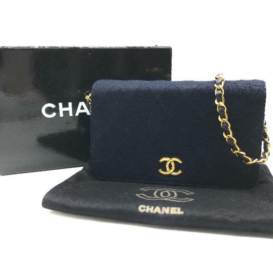 CHANEL(シャネル)の美品 CHANEL シャネル ココマーク ミニ マトラッセ コットンジャージ プッシュロック チェーン ショルダー バッグ ネイビー a2643 レディースのバッグ(ショルダーバッグ)の商品写真