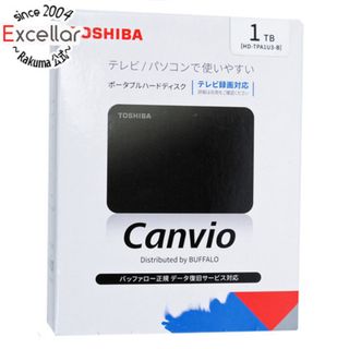 トウシバ(東芝)の【新品(開封のみ・箱きず・やぶれ)】 TOSHIBA　PortableHD CANVIO　HD-TPA1U3-B　ブラック　1TB(PC周辺機器)