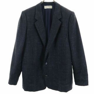 pierre cardin - ピエールカルダン ウール チェック 長袖 テーラードジャケット ダークグレー系 Pierre Cardin メンズ 古着 【240313】