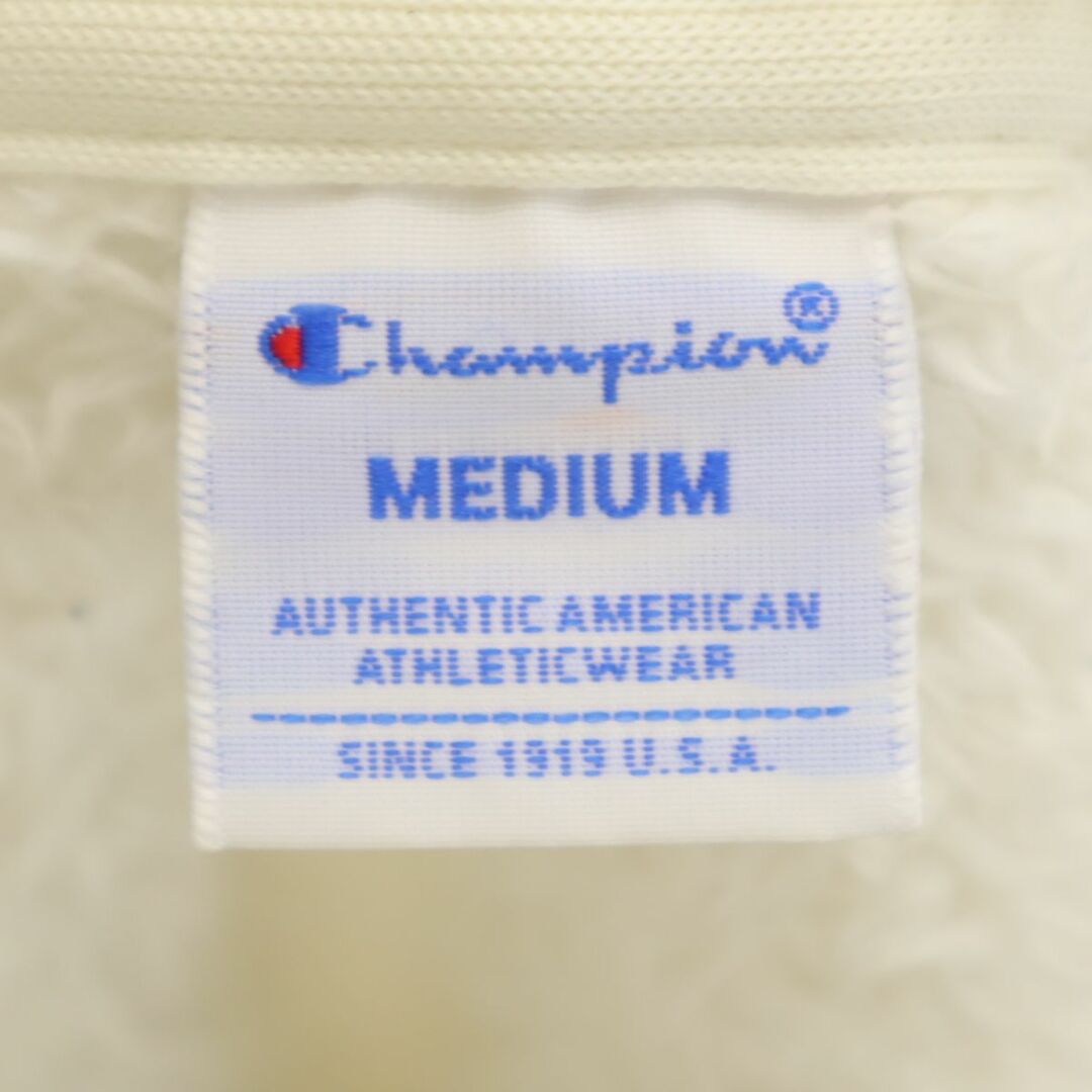 Champion(チャンピオン)のチャンピオン ロゴ刺繍 ボアフリースフル ジップジャケット M ホワイト Champion ワンポイント メンズ 古着 【240313】 メンズのジャケット/アウター(その他)の商品写真