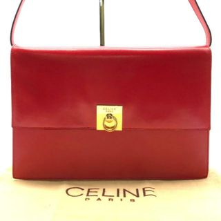 セリーヌ(celine)の良品 CELINE セリーヌ サークル金具 レザー 2WAY ショルダー セカンド バッグ レッド a2579(ショルダーバッグ)