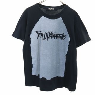 ヨウジヤマモト(Yohji Yamamoto)のヨウジヤマモト プリント 半袖 Tシャツ 3 ブラック Yohji Yamamoto メンズ 古着 【240313】 メール便可(Tシャツ/カットソー(半袖/袖なし))