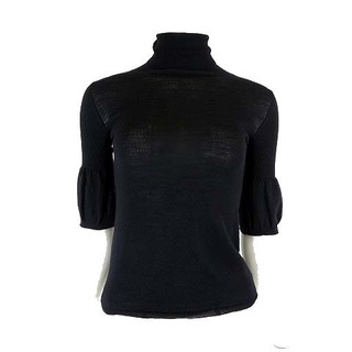プラダ(PRADA)のプラダ PRADA ニットセーター 半袖 5分袖 タートル ウール S 38 黒(ニット/セーター)