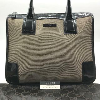 グッチ(Gucci)の良品 GUCCI グッチ キャンバス エナメル ハンド バッグ グレー系 k1385(ハンドバッグ)