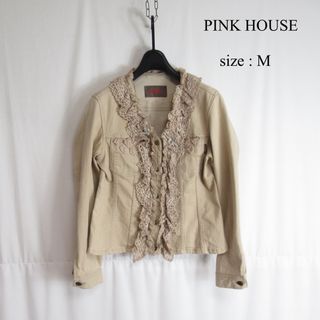 ピンクハウス(PINK HOUSE)のPINK HOUSE フリル デザイン デニム ジャケット モード ブルゾン M(Gジャン/デニムジャケット)