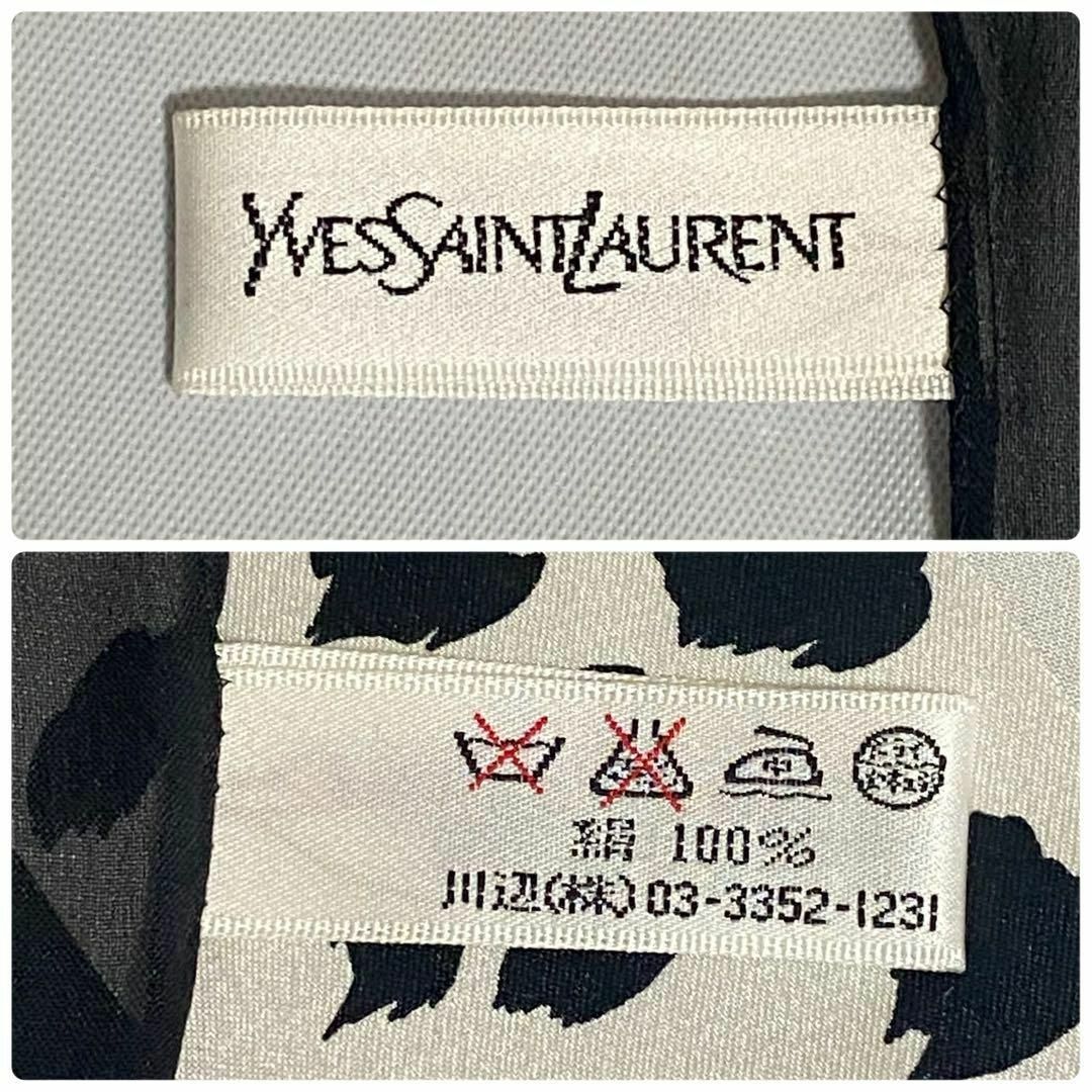 Yves Saint Laurent(イヴサンローラン)の極美品★イヴサンローラン★ スカーフ 大判 ヒョウ レオパード シルク ブラック レディースのファッション小物(バンダナ/スカーフ)の商品写真