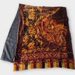 エトロ(ETRO)のエトロ　カシミア　ブランケット　ベロア マフラー ペイズリー 黒 マルチカラー(マフラー/ショール)