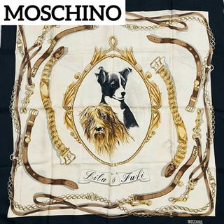 MOSCHINO - ★MOSCHINO★ スカーフ 大判 犬 ベルト チェーン シルク ブラック