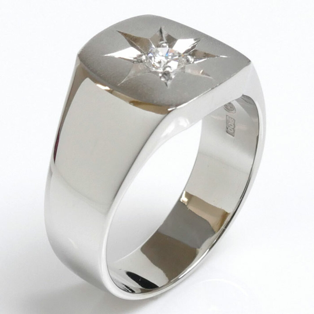 Pt900プラチナ 印台 ダイヤ リング・指輪 ダイヤモンド0.20ct 24号 22.0g メンズ【中古】 メンズのアクセサリー(リング(指輪))の商品写真