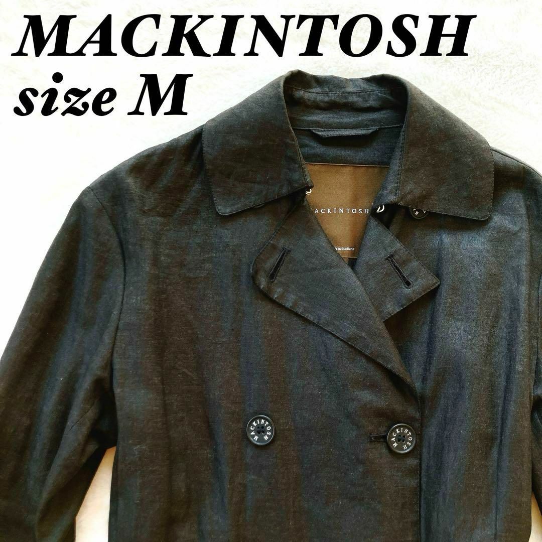 MACKINTOSH(マッキントッシュ)の★GWセール★美品　マッキントッシュ　トレンチコート　M　黒　リネン　麻　英国製 レディースのジャケット/アウター(トレンチコート)の商品写真